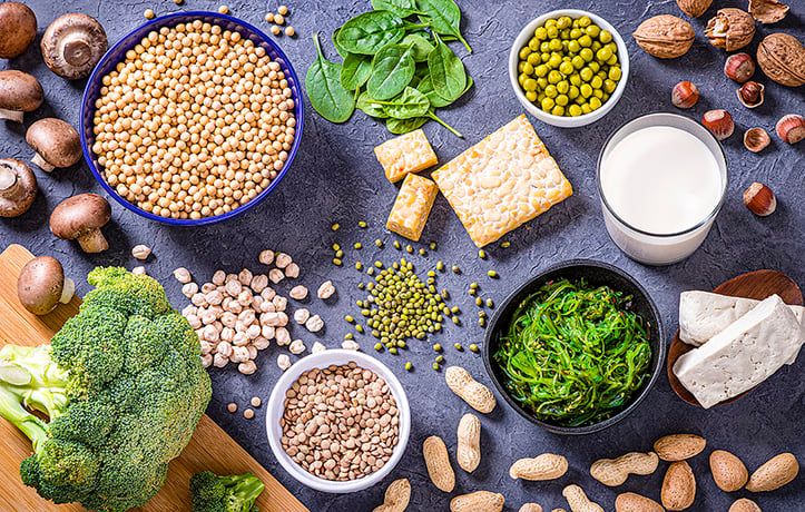 素食主义者和素食者的高蛋白质食物的图片