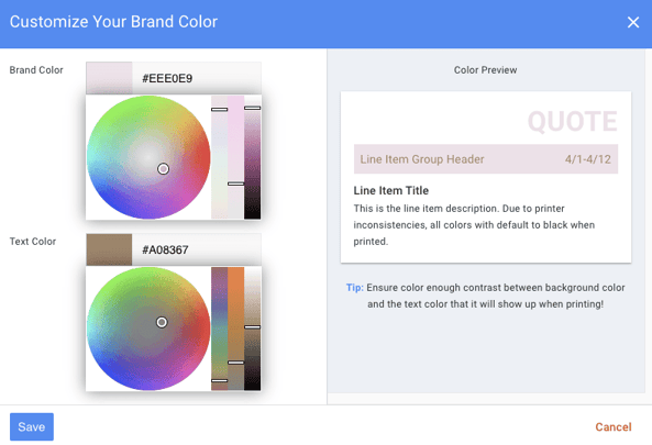 Branding tools in Goodshuffle Pro, party rental software