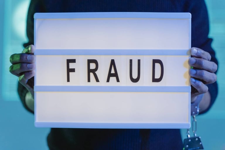 Pessoa segurando uma placa demonstrando a importância de uma sistema antifraude em um negócio.