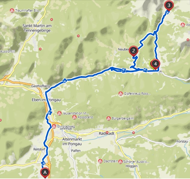 hofalmtour map flachau karte sporthotel tauernhof bikeurlaub Mountainbike