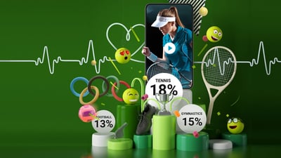 Illustration fo a podium surrounded by happy emoticons with Tennis awarded as the winner