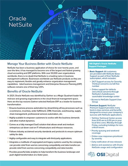 Data Sheet: Manage Your Business Better with Oracle NetSuite