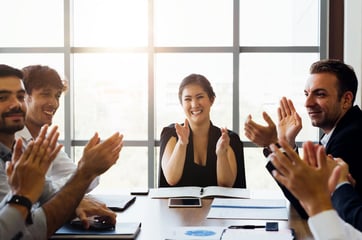 Business people claps hands and applaud in meeting