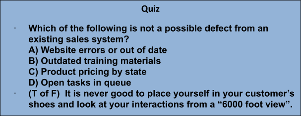 defect in current sales system quiz