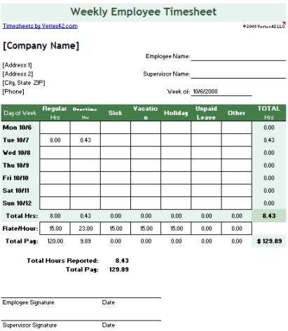 timesheet template