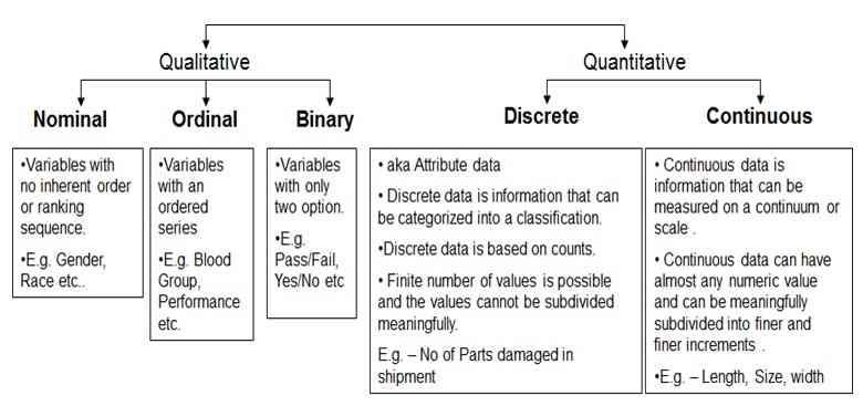 Data types in Six Sigma