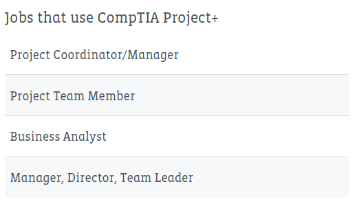 Comptia project plus jobs