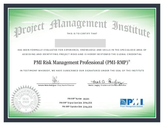 Sample Risk Management Professional Certificate