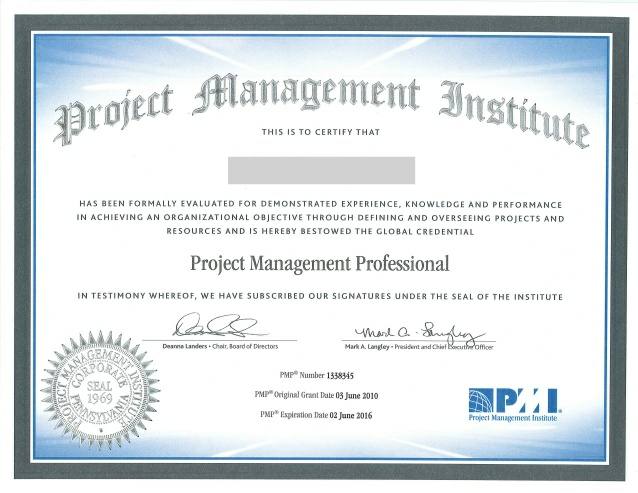 Sample Project Management Professional Certification