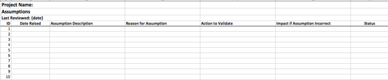 Assumption log sample template