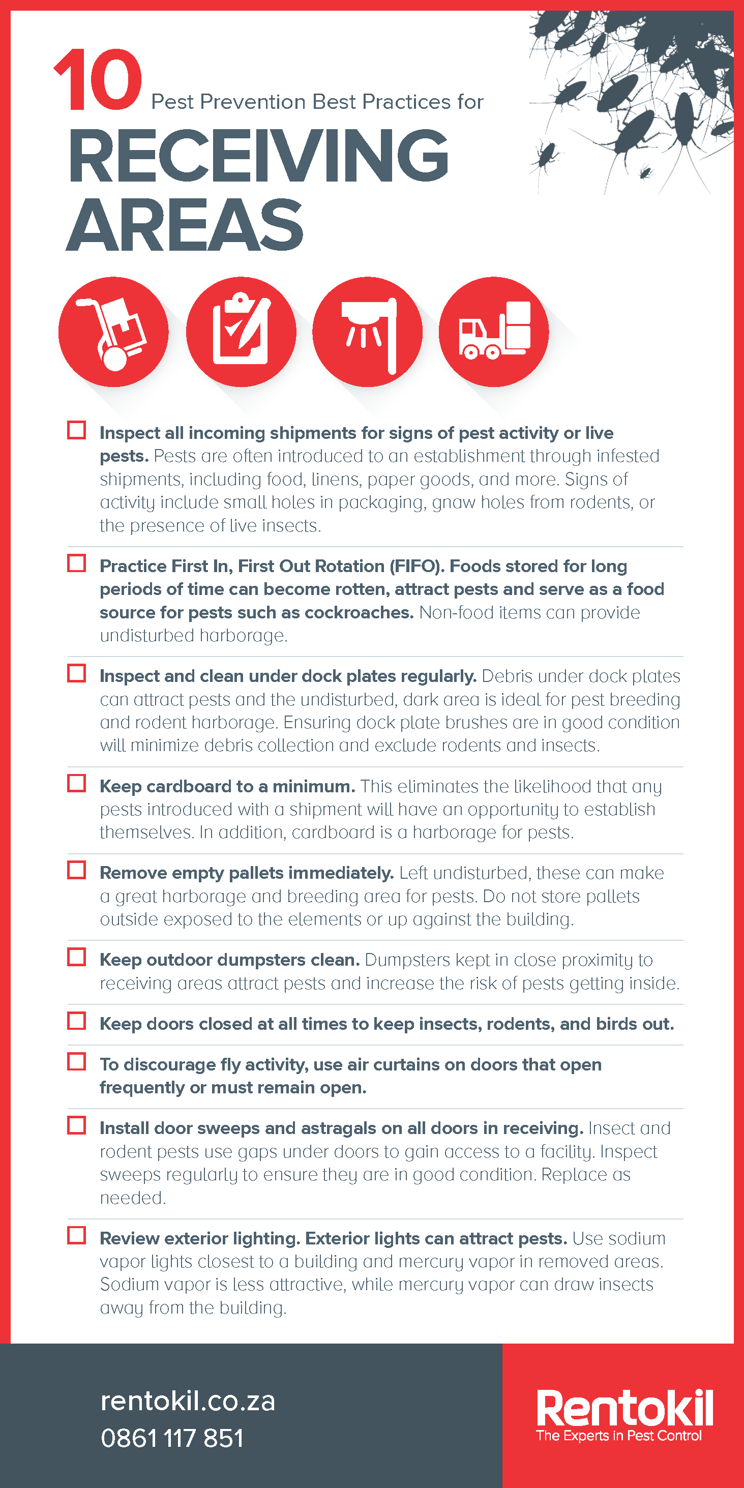 Pest Prevention Poster - 10 Best Practices Checklist for Receiving Areas