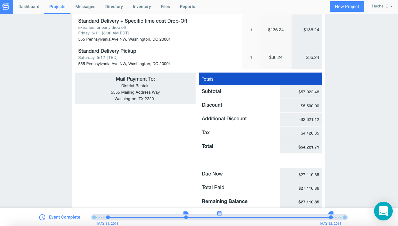 Event rental software invoices with Goodshuffle Pro
