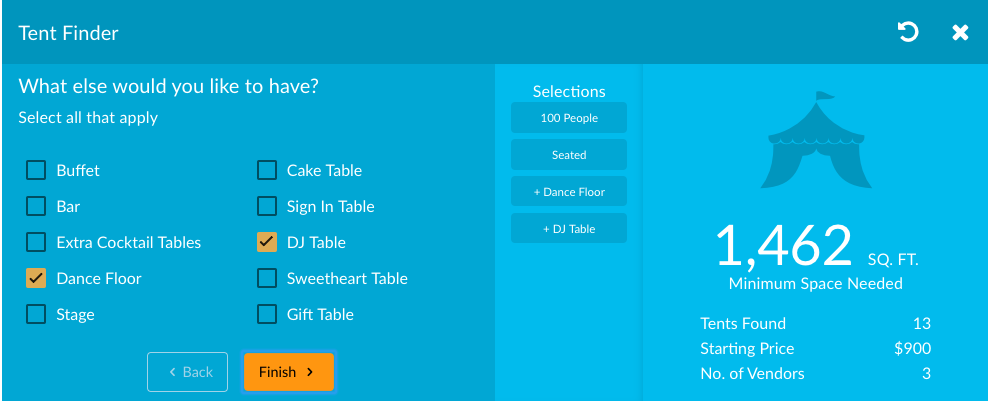 tent calculator. Goodshuffle Pro.