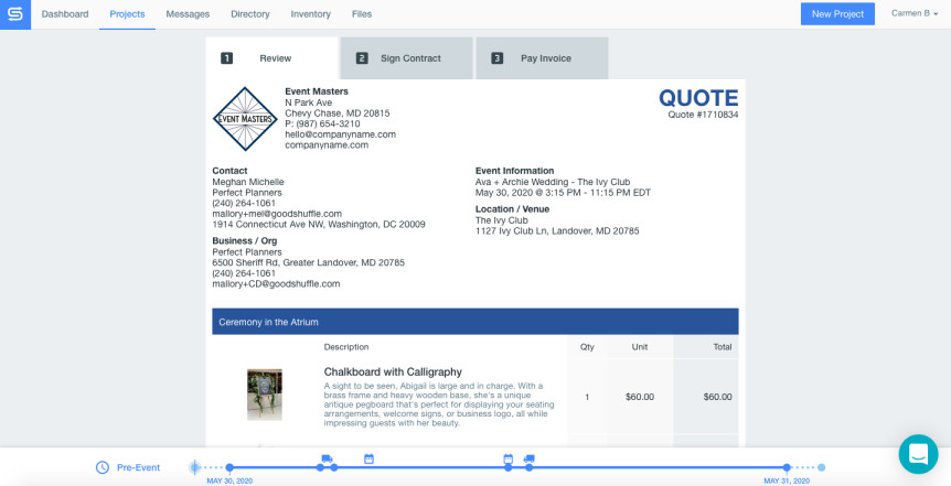 Screenshot of Goodshuffle Pro customized quote.