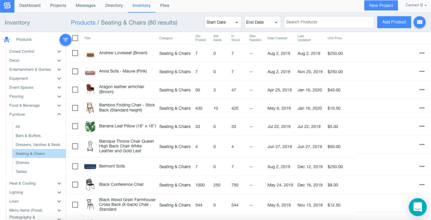 Screenshot of Goodshuffle Pro inventory management tool.