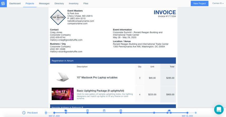 Screenshot of Goodshuffle Pro invoice.