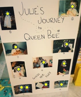 Bee-themed bridal shower game with photos