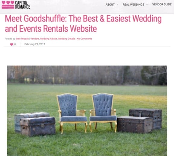 Capitol Romance features Goodshuffle for event companies