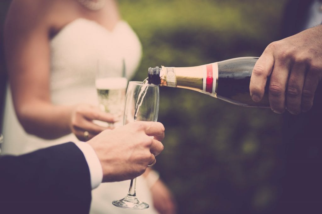 do it yourself diy open bar wedding by bride and groom. BYOB wedding.