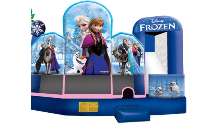 Frozen themed moon bounce/bounce house for a girl's birthday party