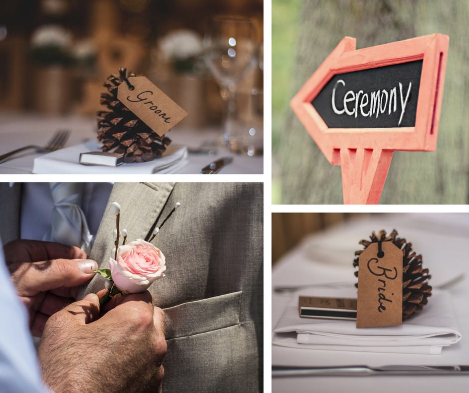 DIY do it yourself wedding decor, table numbers, and signage.