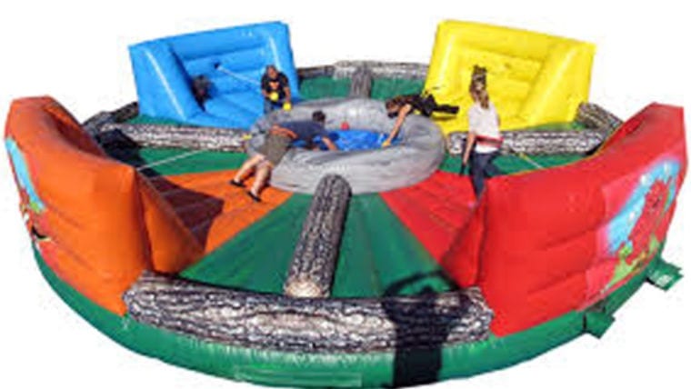 hungry hungry hippos inflatable moon bounce game