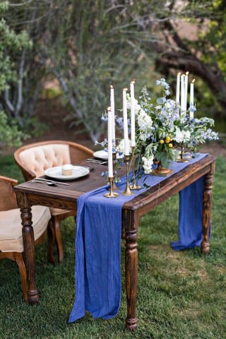 Vintage event rentals, a sweetheart, table, for outdoor wedding