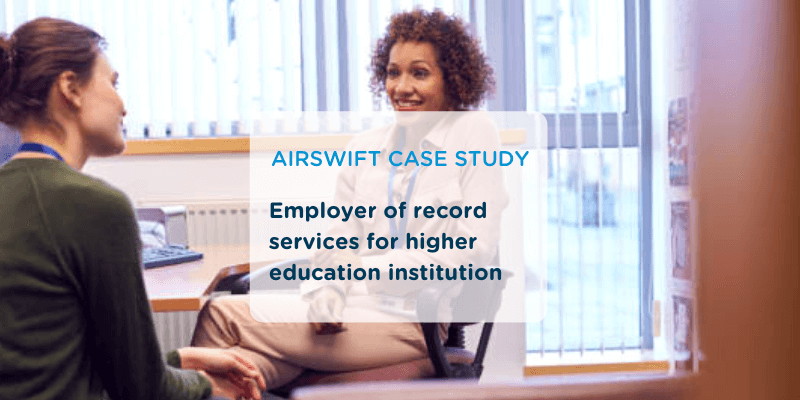 Employer of record services for higher education institution