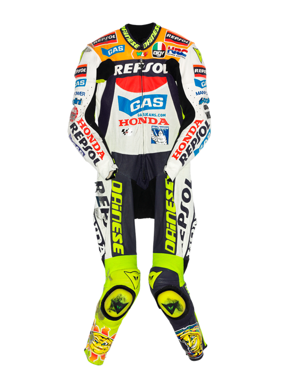 of Valentino Rossi's leather suits