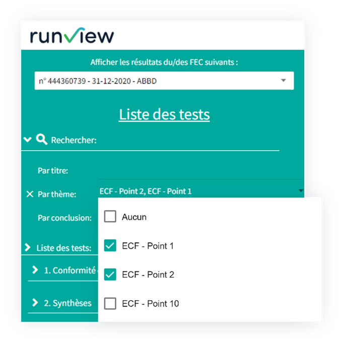 Filtre des points 1, 2 et 10 - Runview