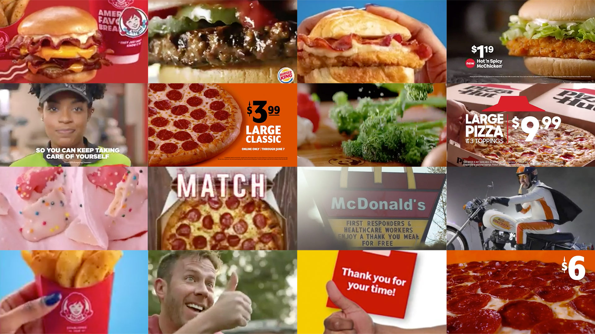 Selected thumbnails from some of the ads tested