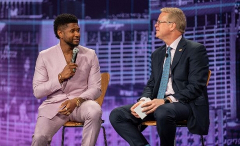 usher at on on-stage interview