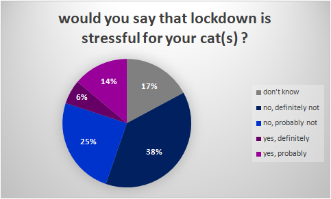 Pie chart showing 63% of cat owners believed lockdown had not been stressful for their cats