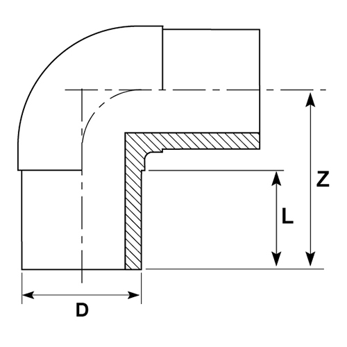 Moulded Long Spigot 90 degree Elbow