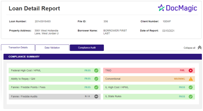 DocMagic's Loan Detail Report