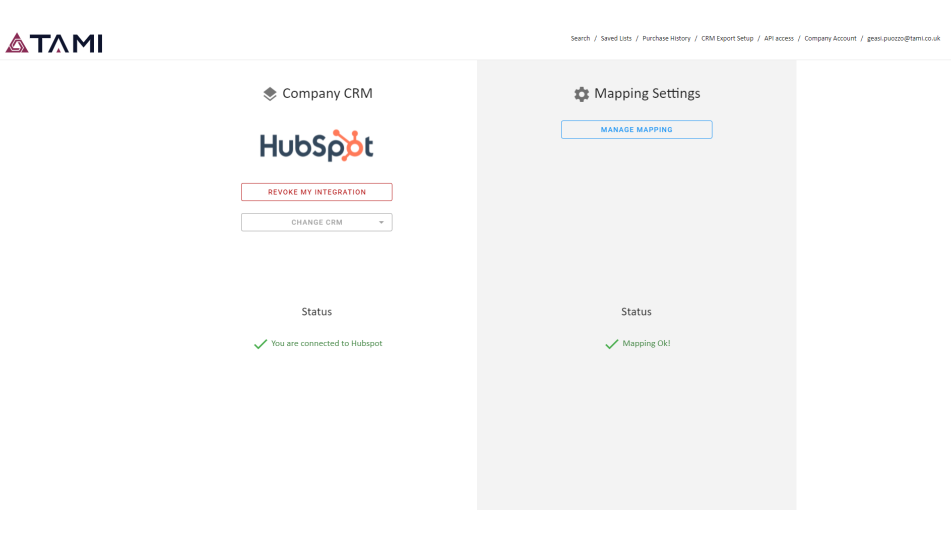 Select HubSpot as your CRM