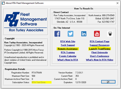 RTA_Remote access screen