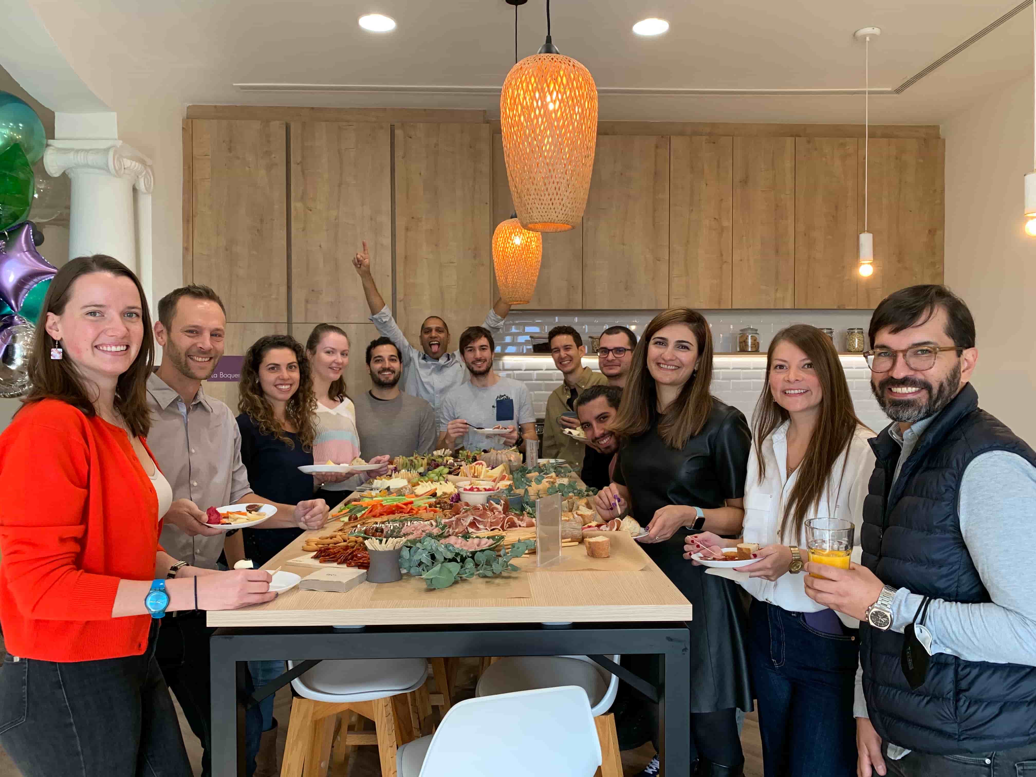 Suvoda Team in Barcelona office having breakfast.