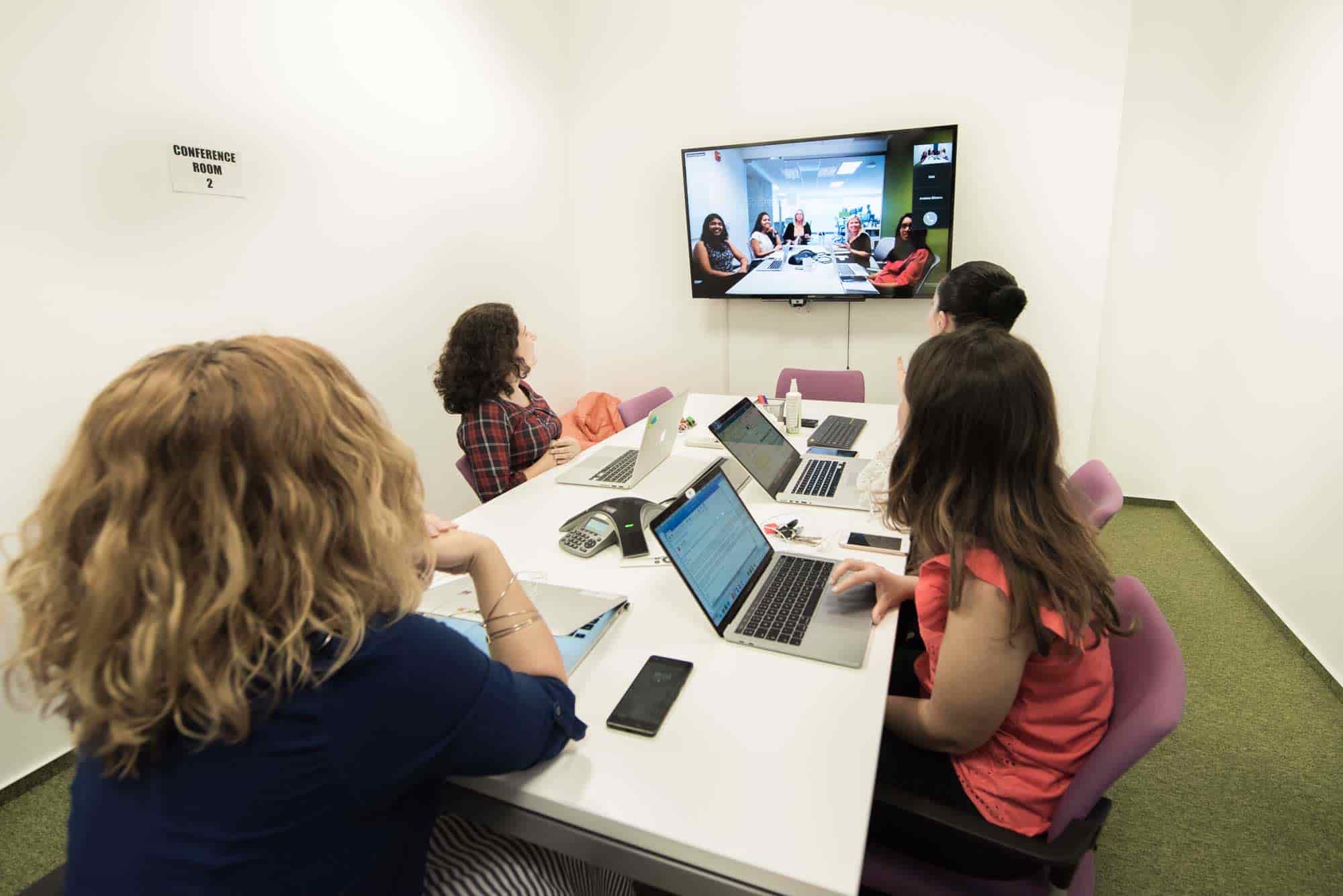 Suvoda team on a conference call in Bucharest, Romania
