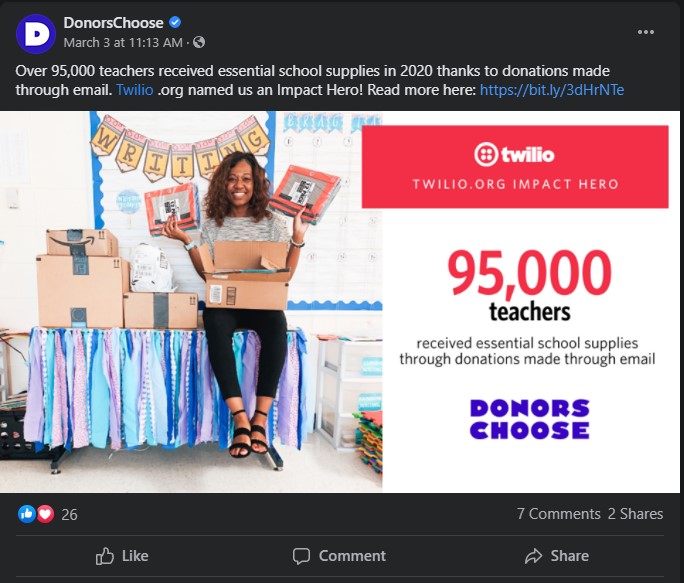 DonorsChoose Social Media Example