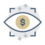 Dollar sign in eye icon