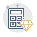 Calculator and gem icon