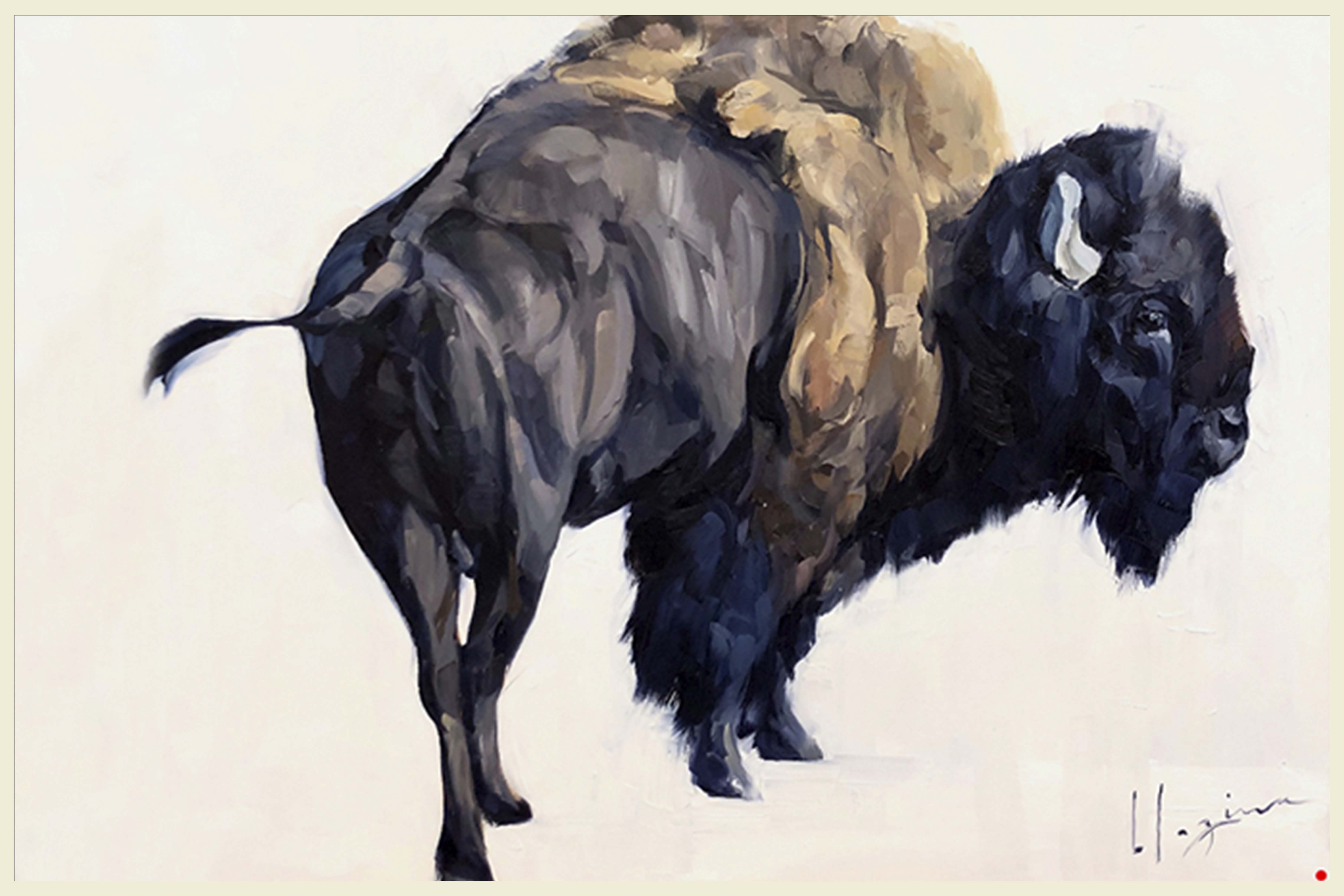 Buffalo painting by local Montana artist Amber Downs Blazsina