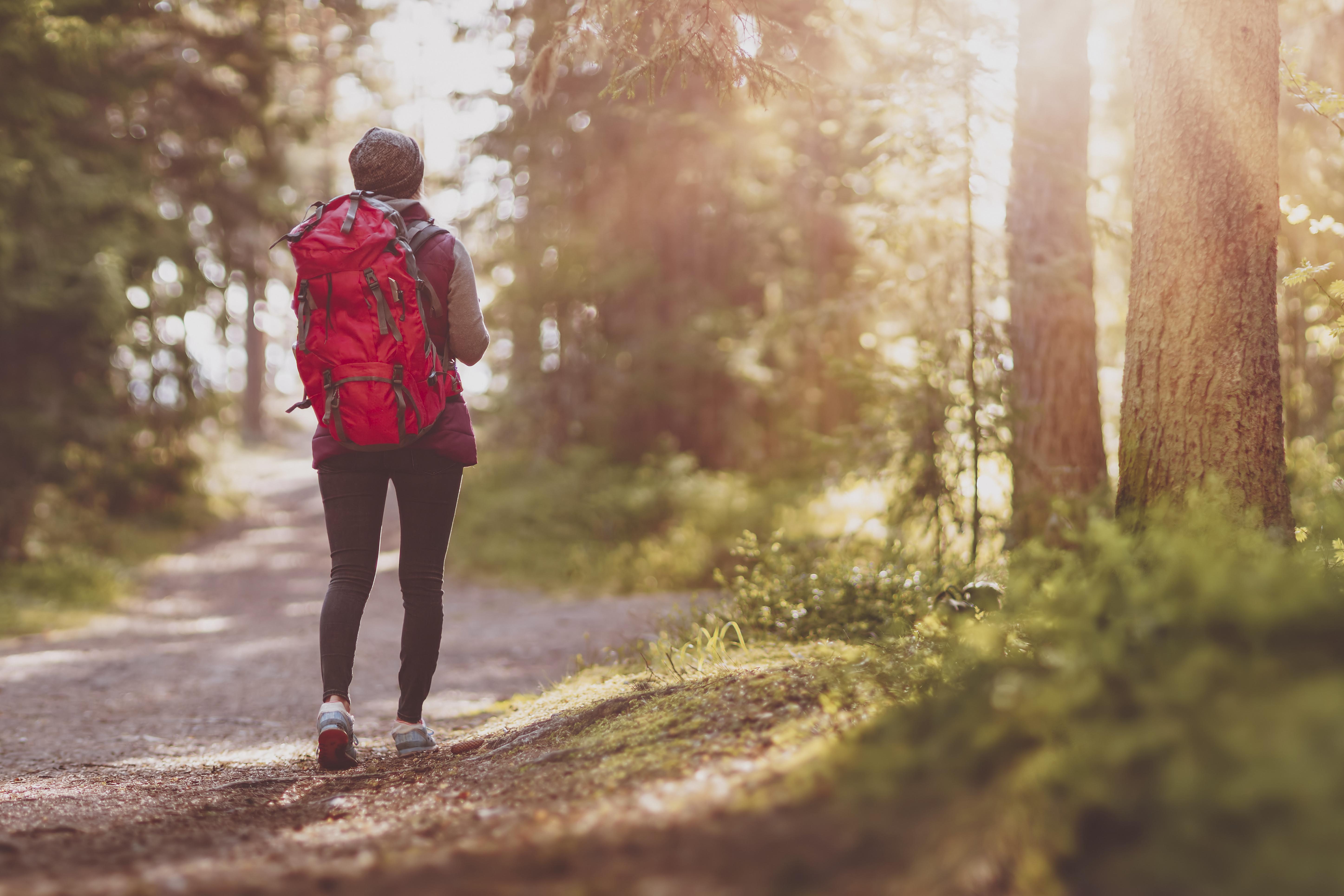 woman hiking on a trail