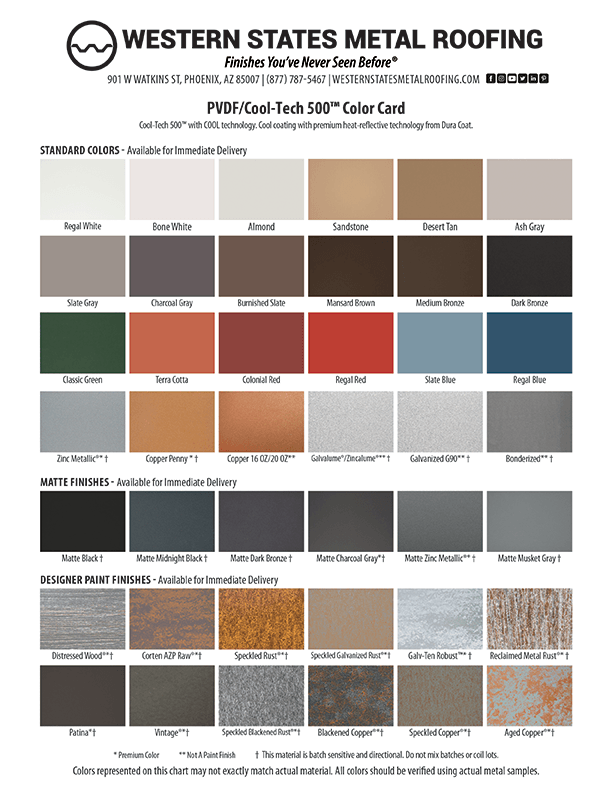 Metal Roofing Color Charts Over Colors Buy Mfg Direct Save