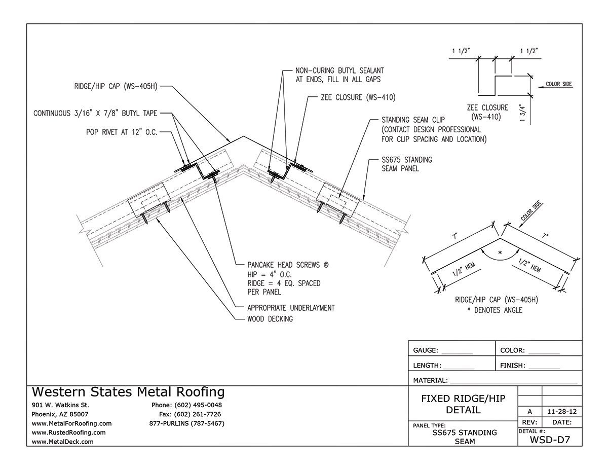 End Lap Detail For Western Lock® Standing Seam