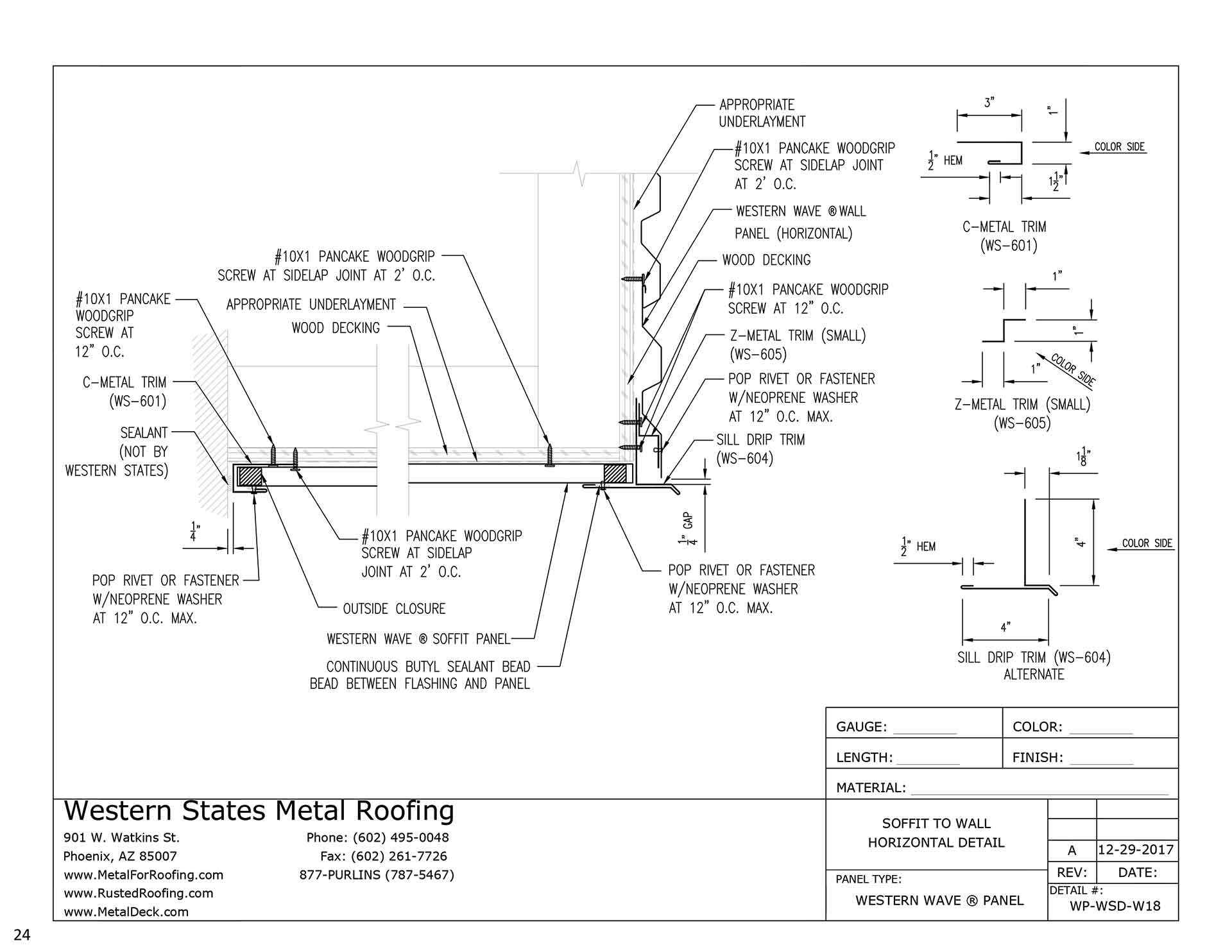 Part #WS-47-UOC Outside Corner Trim for Corrugated Metal Roofing