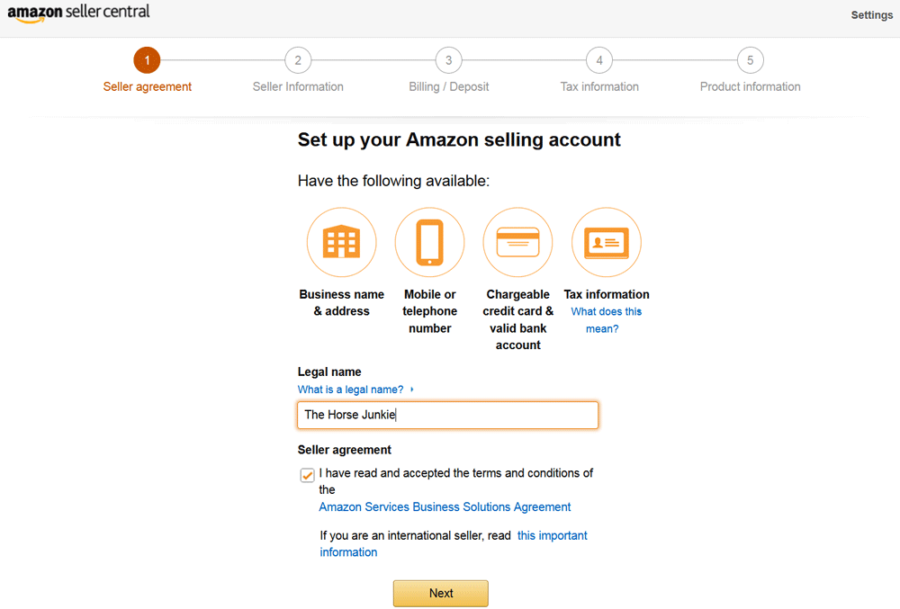 how to set up Amazon seller account