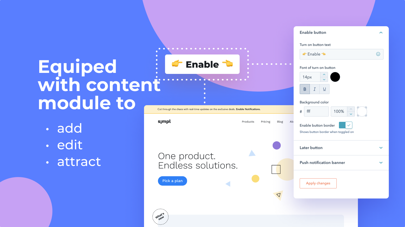 Subscription banner settable in content editor.