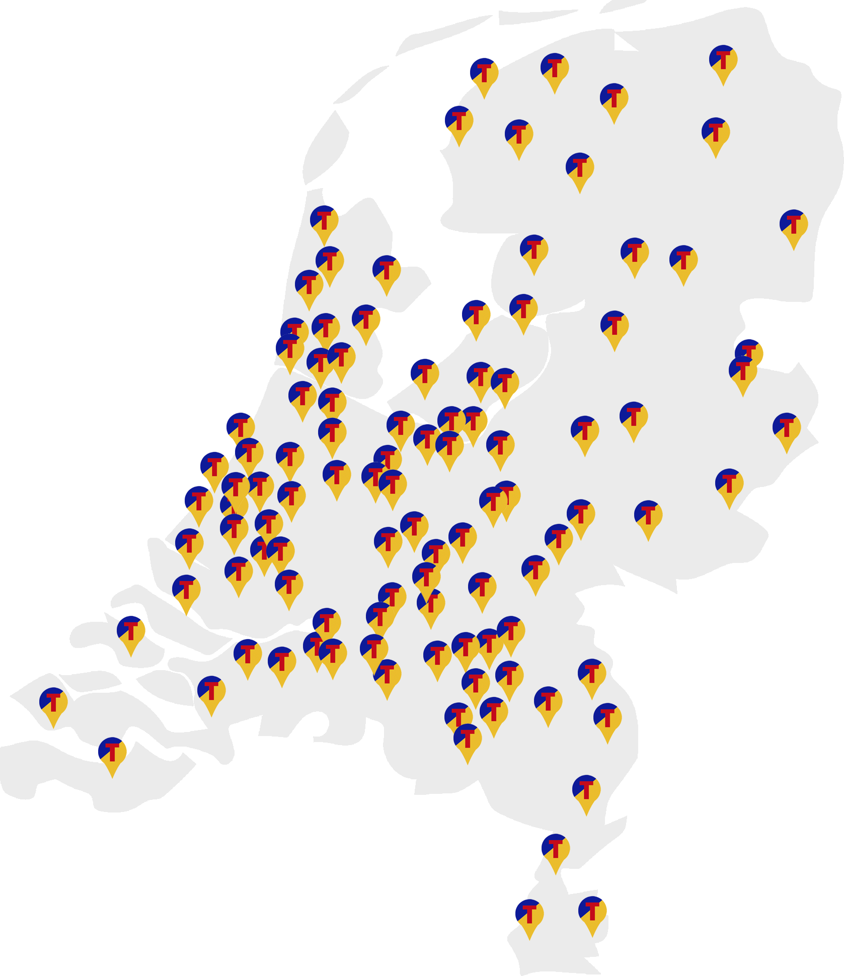 Kaart Nederland nieuwe locaties